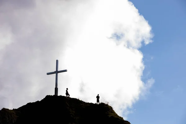 Mensen Beklimmen Een Bergtop Beieren Zuid Duitsland Europa — Stockfoto