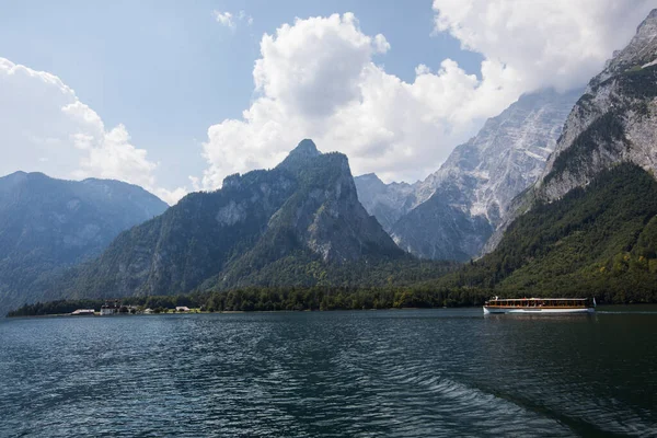 Sommarscen Konigsee Sjö Bayern Sydtyskland Europa — Stockfoto