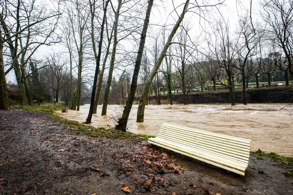 Floods Olot Town Garrotxa Girona Spain January 2020 — Stock Photo, Image