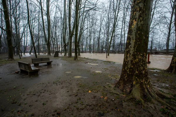 Floods Olot Town Garrotxa Girona Spain January 2020 — Stock Photo, Image