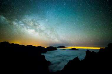 Milky way in Caldera De Taburiente, La Palma Island, Canary Islands, Spain clipart
