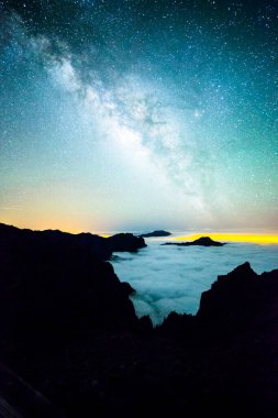 Caldera de Taburiente 'deki Samanyolu, La Palma Adası, Kanarya Adaları, İspanya