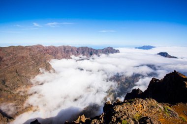 Caldera de Taburiente 'de bahar günbatımı, La Palma Adası, Kanarya Adaları, İspanya