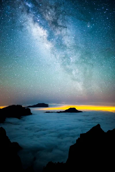 Voie Lactée Caldera Taburiente Île Palma Îles Canaries Espagne — Photo