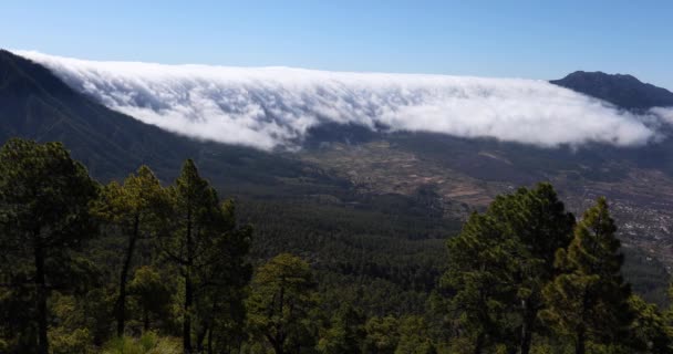 Clouds Waterfall View Bejenado Peak Palma Island Canary Islands Uhd — стокове відео