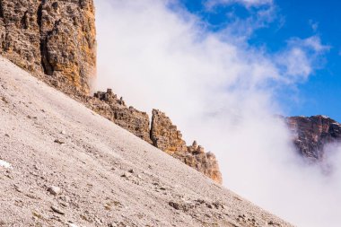 Tre Cime Di Lavaredo 'da gün batımı, Dolomitler, Alpler, Kuzey İtalya