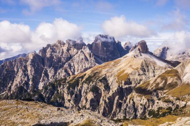 Tre Cime Di Lavaredo 'da gün batımı, Dolomitler, Alpler, Kuzey İtalya