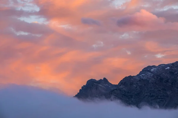 Puesta Sol Las Montañas Dolomitas Alpes Norte Italia Europa — Foto de Stock