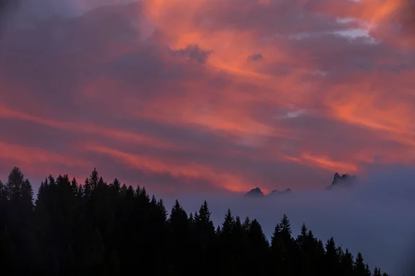 Apus Soare Munții Dolomiți Alpi Nordul Italiei Europa — Fotografie, imagine de stoc