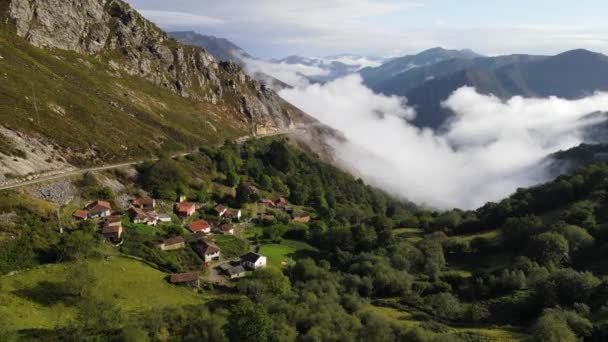 Aerial Scene Drone Rural Landscape Asturias Northern Spain Uhd — стокове відео