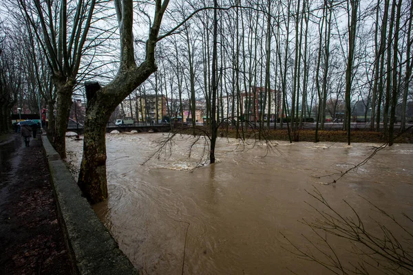 Floods Olot Town Garrotxa Girona Spain January 2020 — Stock Photo, Image