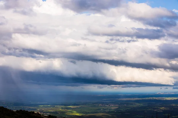 Frühling Sonnenuntergang Santuari Mare Deu Del Mont Peak Garrotxa Spanien — Stockfoto