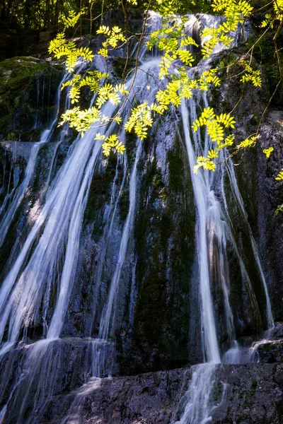 Primavera Gorg Olla Cachoeira Garrotxa Girona Espanha — Fotografia de Stock