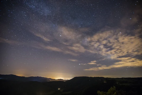 Ciel Nocturne Dans Église Sant Miquel Castello Garrotxa Espagne — Photo