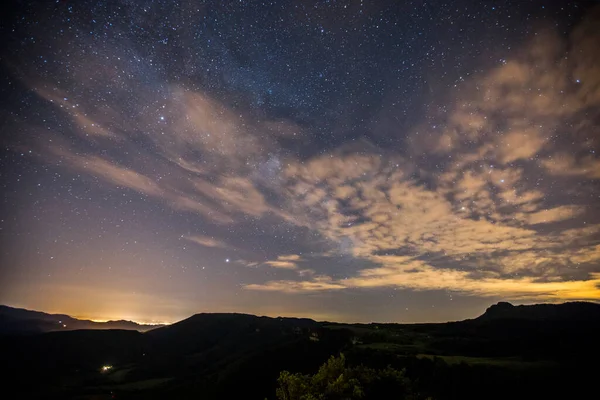 Ciel Nocturne Dans Église Sant Miquel Castello Garrotxa Espagne — Photo