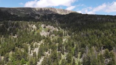 La Cerdanya, Pireneler, Girona, İspanya 'da hava aracı ve göl manzarası. 4K UHD