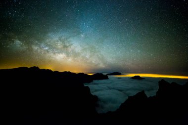 Caldera de Taburiente 'deki Samanyolu, La Palma Adası, Kanarya Adaları, İspanya