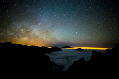 Caldera de Taburiente 'deki Samanyolu, La Palma Adası, Kanarya Adaları, İspanya