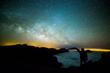 Caldera de Taburiente 'deki Samanyolu, La Palma Adası, Kanarya Adaları, İspanya