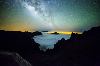 Caldera de Taburiente 'deki Samanyolu, La Palma Adası, Kanarya Adaları, İspanya