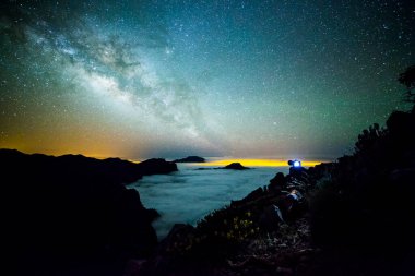 Caldera de Taburiente 'deki Samanyolu, La Palma Adası, Kanarya Adaları, İspanya