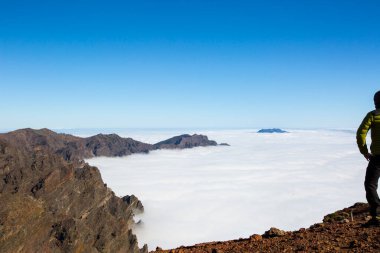 Caldera de Taburiente 'de bahar günbatımı, La Palma Adası, Kanarya Adaları, İspanya