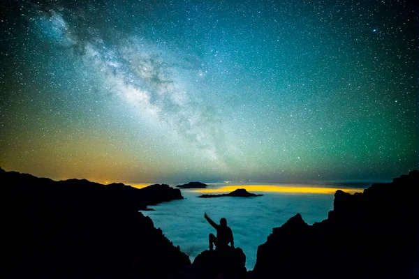Caldera de Taburiente 'deki Samanyolu, La Palma Adası, Kanarya Adaları, İspanya