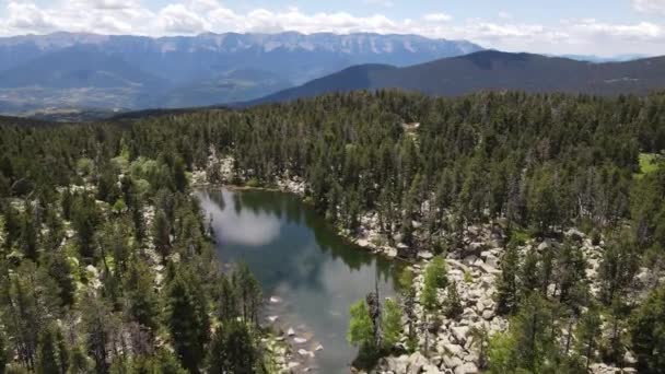 Luftaufnahme Mit Drohne Der Frühlingslandschaft Und Des Sees Cerdanya Pyrenäen — Stockvideo