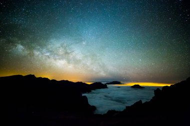 Caldera de Taburiente 'deki Samanyolu, La Palma Adası, Kanarya Adaları, İspanya