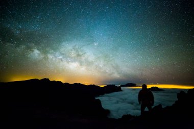 Caldera de Taburiente 'deki Samanyolu, La Palma Adası, Kanarya Adaları, İspanya