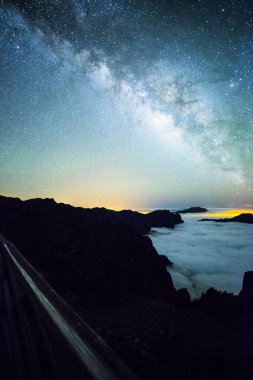 Caldera de Taburiente 'deki Samanyolu, La Palma Adası, Kanarya Adaları, İspanya