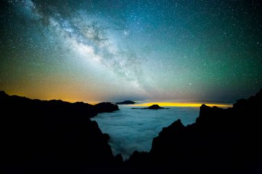 Caldera de Taburiente 'deki Samanyolu, La Palma Adası, Kanarya Adaları, İspanya