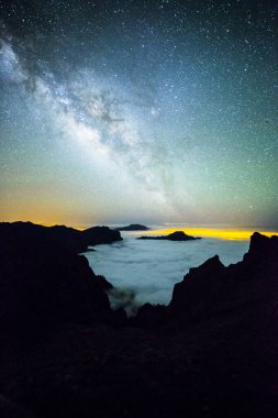 Caldera de Taburiente 'deki Samanyolu, La Palma Adası, Kanarya Adaları, İspanya