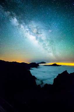 Caldera de Taburiente 'deki Samanyolu, La Palma Adası, Kanarya Adaları, İspanya