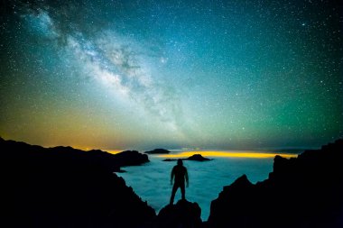 Caldera de Taburiente 'deki Samanyolu, La Palma Adası, Kanarya Adaları, İspanya