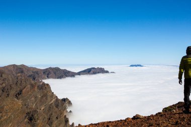 Caldera de Taburiente 'de bahar günbatımı, La Palma Adası, Kanarya Adaları, İspanya