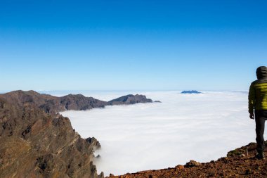 Caldera de Taburiente 'de bahar günbatımı, La Palma Adası, Kanarya Adaları, İspanya