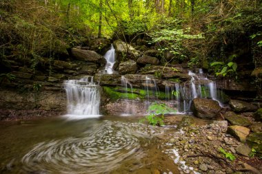 La Garrotxa, Girona, İspanya 'da bahar şelalesi.