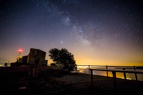 Voie Lactée Comète Neowise Santuari Mare Deu Del Mont Espagne — Photo