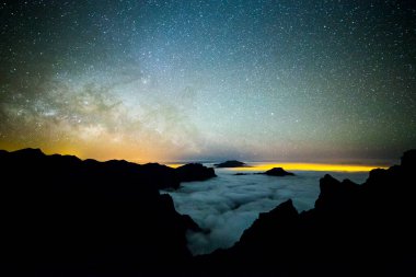 Caldera de Taburiente 'deki Samanyolu, La Palma Adası, Kanarya Adaları, İspanya