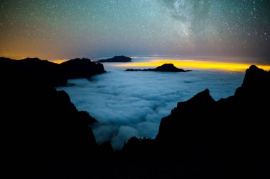 Caldera de Taburiente 'deki Samanyolu, La Palma Adası, Kanarya Adaları, İspanya