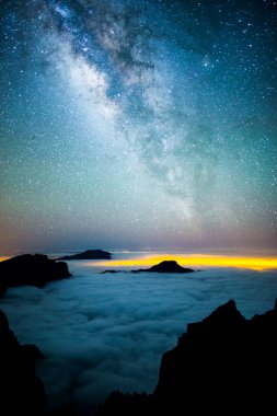 Caldera de Taburiente 'deki Samanyolu, La Palma Adası, Kanarya Adaları, İspanya