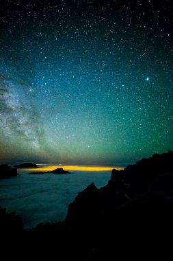 Caldera de Taburiente 'deki Samanyolu, La Palma Adası, Kanarya Adaları, İspanya