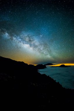 Caldera de Taburiente 'deki Samanyolu, La Palma Adası, Kanarya Adaları, İspanya