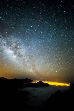 Caldera de Taburiente 'deki Samanyolu, La Palma Adası, Kanarya Adaları, İspanya