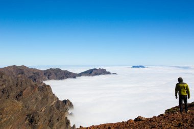 Caldera de Taburiente 'de bahar günbatımı, La Palma Adası, Kanarya Adaları, İspanya