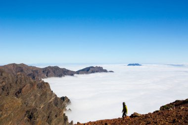 Caldera de Taburiente 'de bahar günbatımı, La Palma Adası, Kanarya Adaları, İspanya