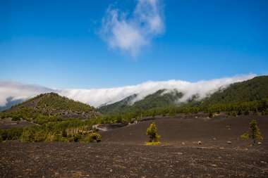 Caldera De Taburiente 'de bulutlar, La Palma Adası, Kanarya Adaları, İspanya