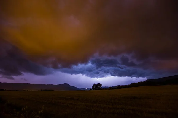 Nuages Dramatiques Éclairs Manresa Barcelone Catalogne Espagne Nord — Photo