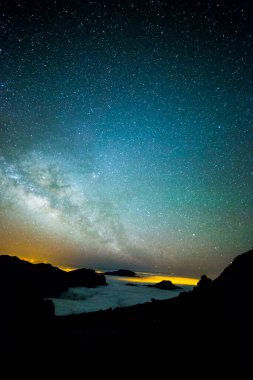 Caldera de Taburiente 'deki Samanyolu, La Palma Adası, Kanarya Adaları, İspanya